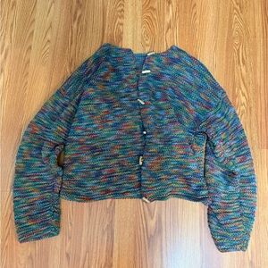 Multicolor Knit Vintage Button-Front Women's Sweater